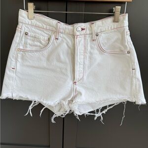 Agolde 27 Jaden Cut Off Short in White Space w/ rainbow stitch